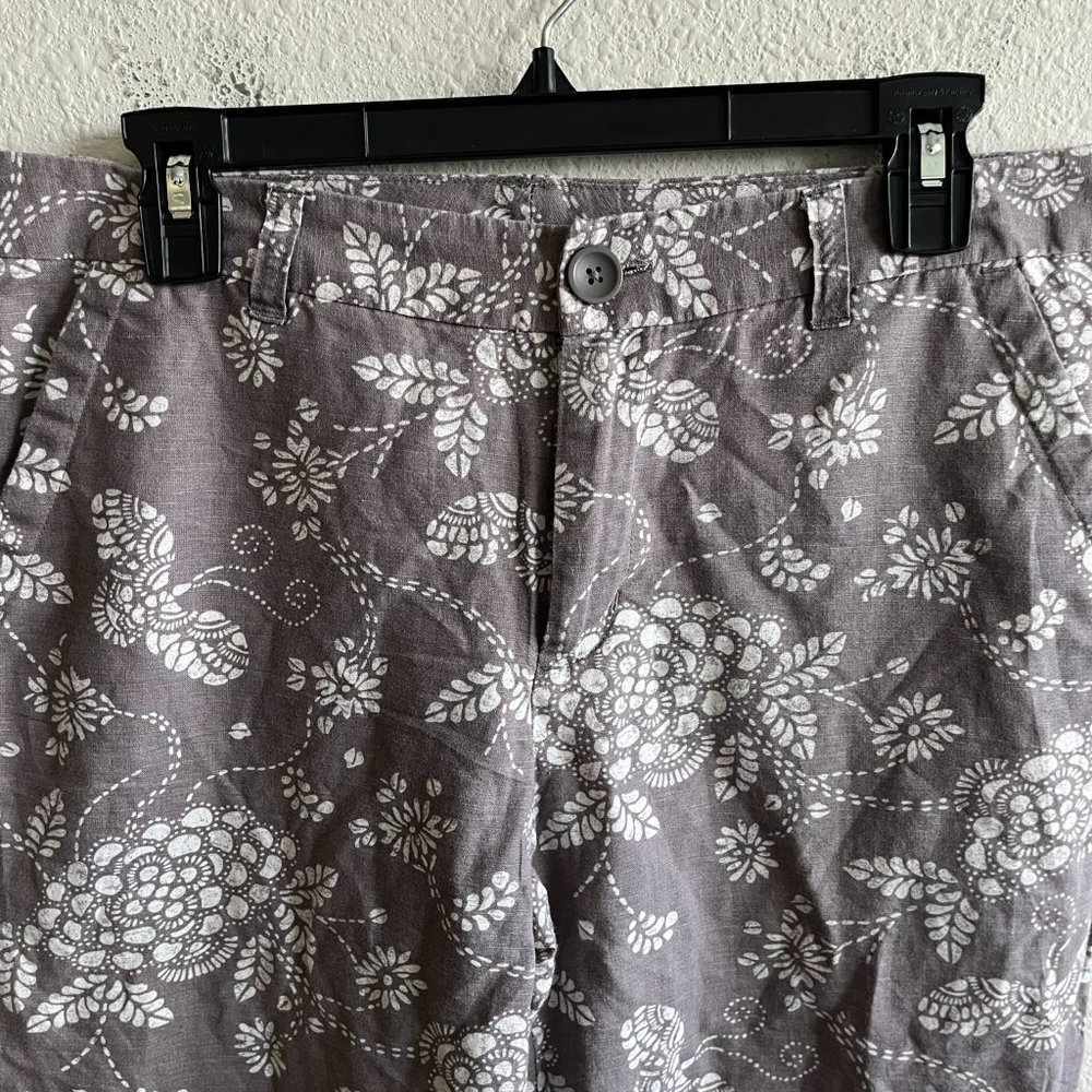 Columbia Women's Taupe Floral Print Cropped Linen Pants Size 8 Style AL8518 - Picture 4 of 10